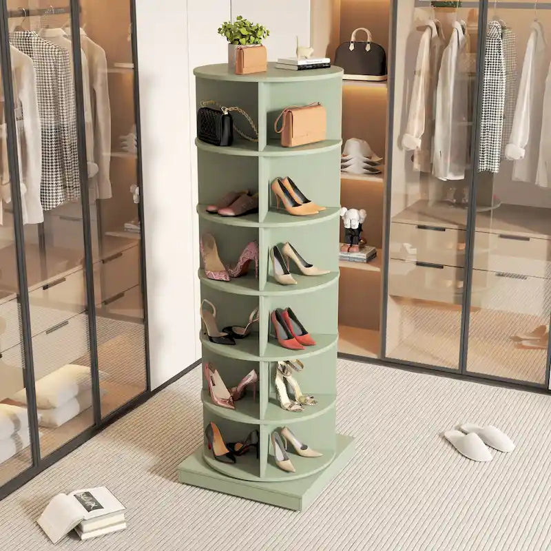 Modern Design Green 360-degree Rotating shoe cabinet 6 layers
