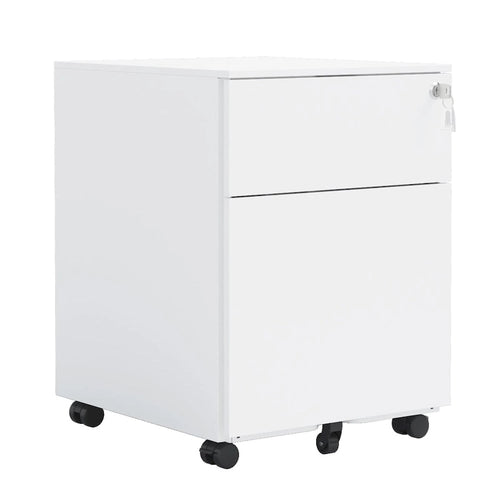 2 Drawer Mobile File Cabinet with Lock Steel File Cabinet for Legal/Letter/A4/F4 Size