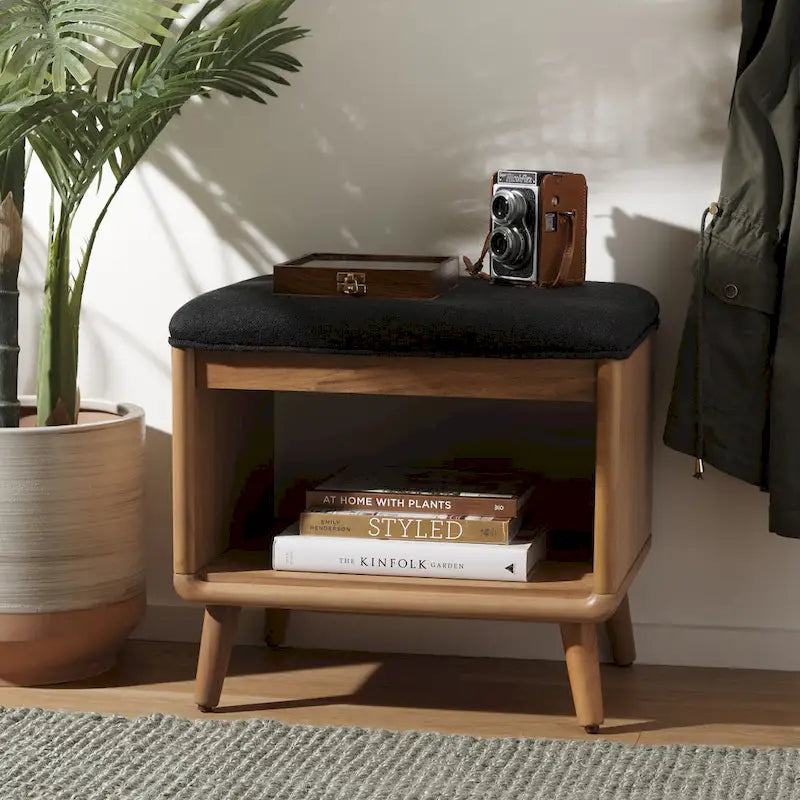 SAFAVIEH Home Collection Solo Open Shelf Bench W/ Cushion - 20 W x 15 D x 18 H