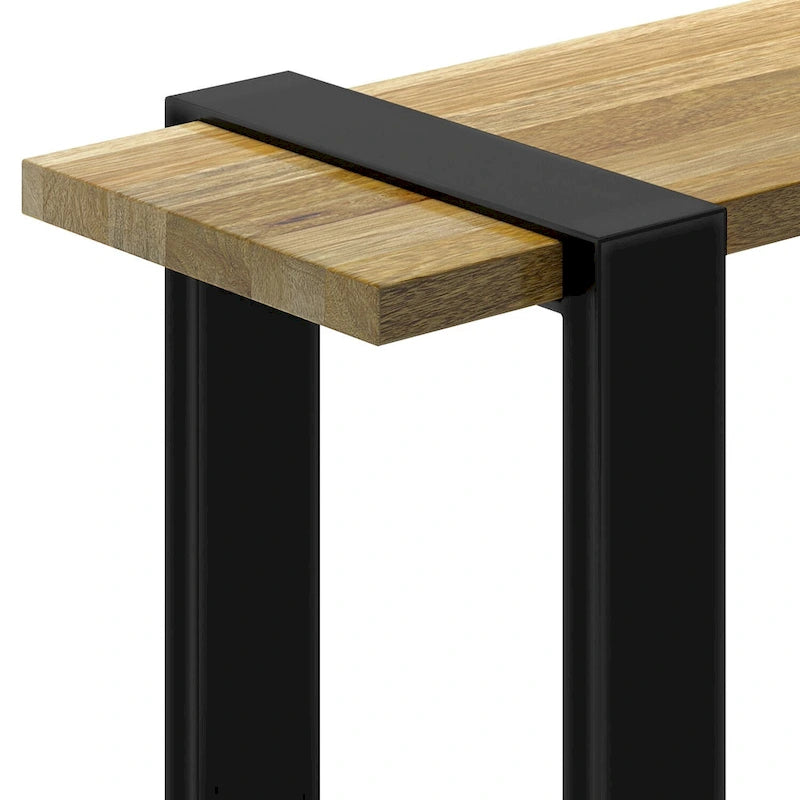 Industrielle, moderne Sitzbank aus massivem Mangoholz, 42 Zoll breit, Natur - 42 Zoll breit