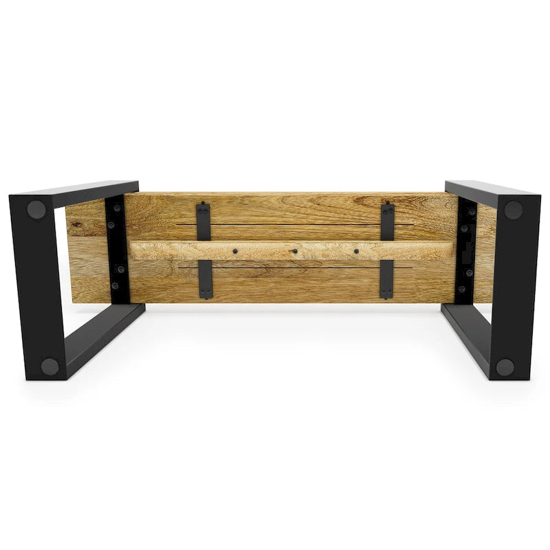 Industrielle, moderne Sitzbank aus massivem Mangoholz, 42 Zoll breit, Natur - 42 Zoll breit