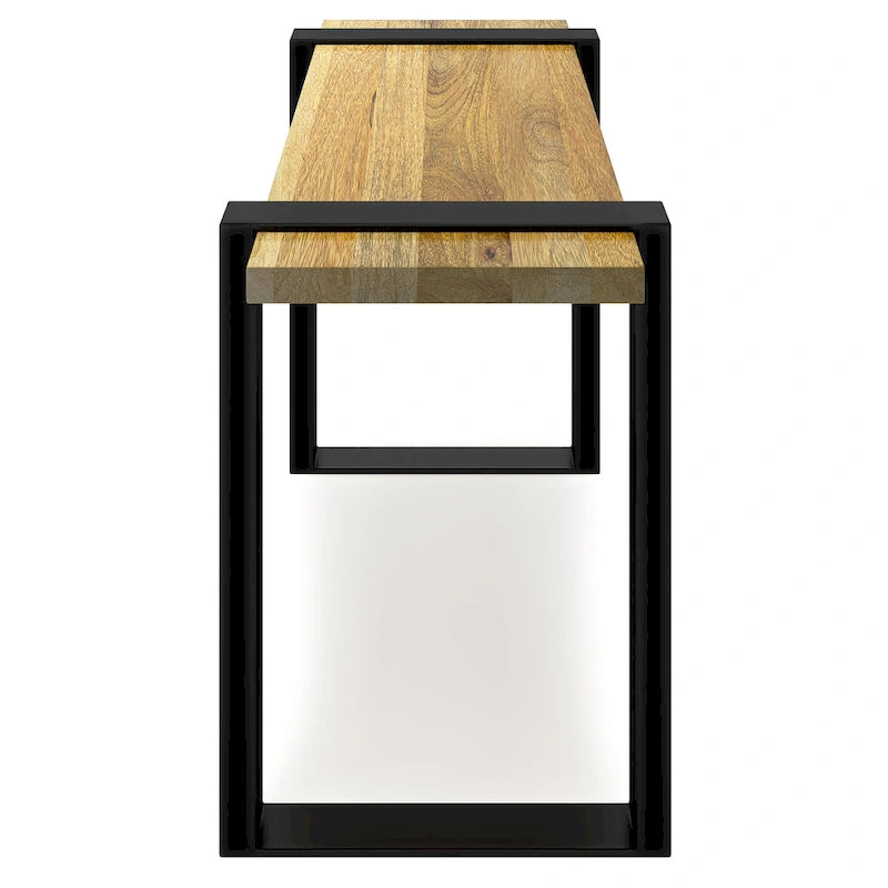 Industrielle, moderne Sitzbank aus massivem Mangoholz, 42 Zoll breit, Natur - 42 Zoll breit