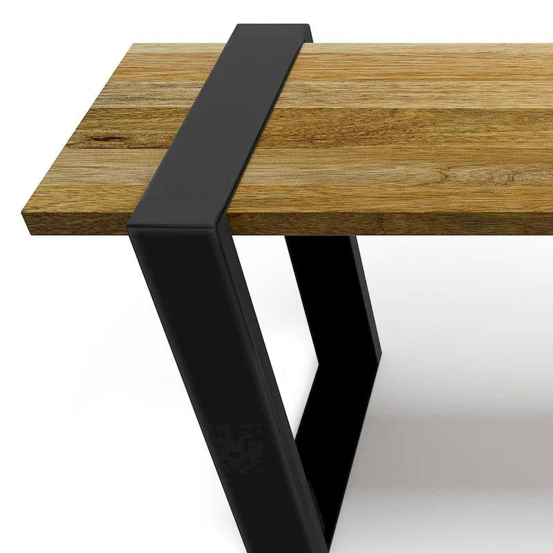 Industrielle, moderne Sitzbank aus massivem Mangoholz, 42 Zoll breit, Natur - 42 Zoll breit