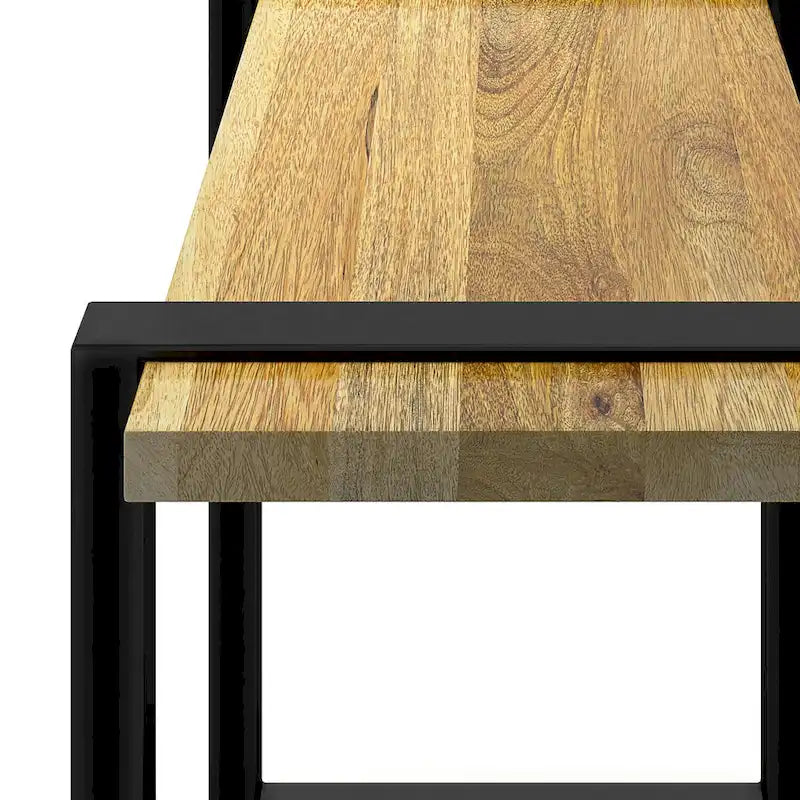 Industrielle, moderne Sitzbank aus massivem Mangoholz, 42 Zoll breit, Natur - 42 Zoll breit