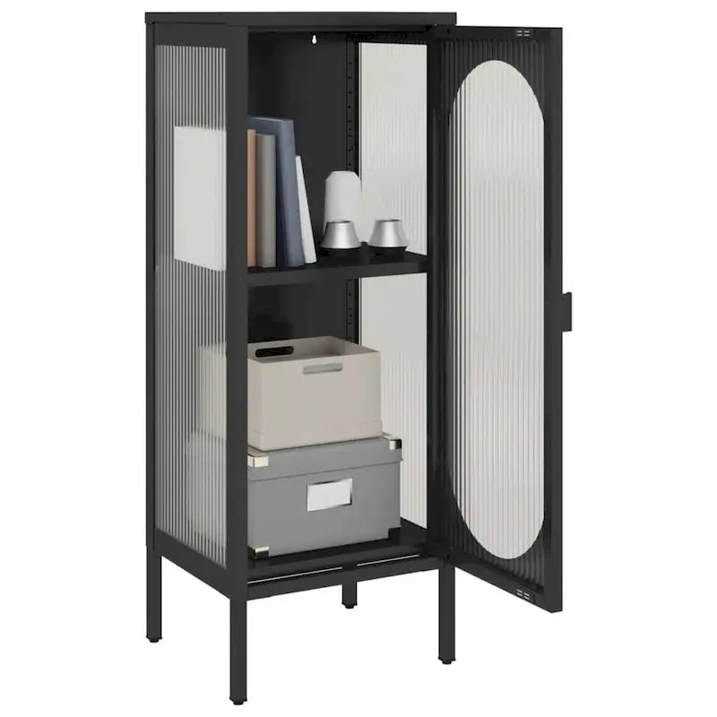 Sideboard Black 15.7x13.8x41.3 Glass and Steel - 15.7 x 13.8 x 41.3