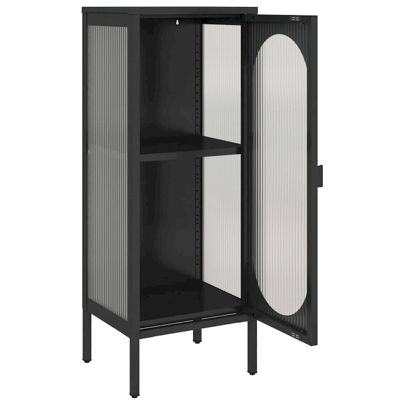 Sideboard Black 15.7x13.8x41.3 Glass and Steel - 15.7 x 13.8 x 41.3