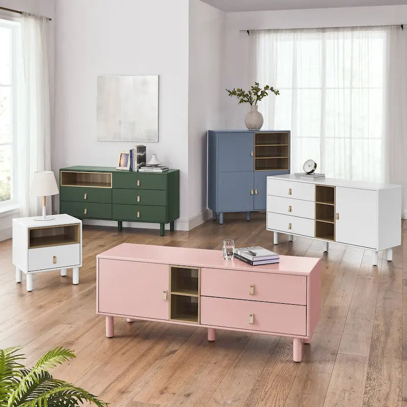 Armadio portaoggetti con anta, multifunzionale, credenza moderna, armadio portaoggetti in legno, cassettiera con maniglia in pelle