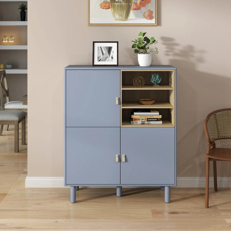Armadio portaoggetti con anta, multifunzionale, credenza moderna, armadio portaoggetti in legno, cassettiera con maniglia in pelle