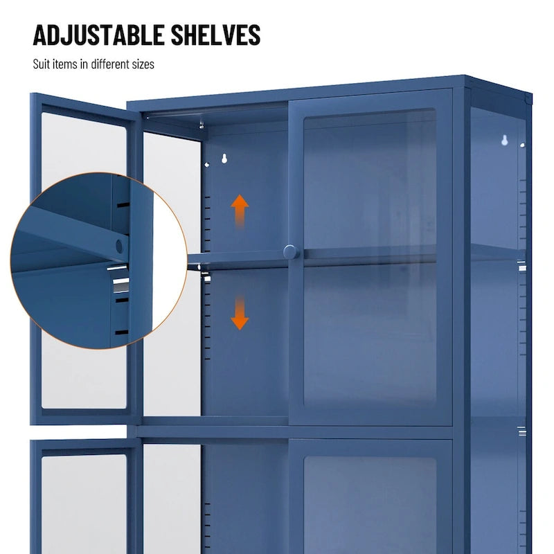 Four Door Storage Cabinet with Adjustable Shelves and Feet Cold-Rolled Steel Sideboard Furniture for Living Room Kitchen