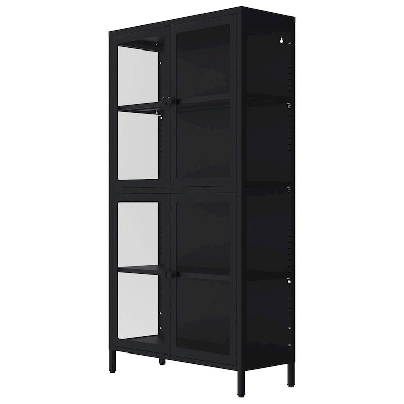 Four Door Storage Cabinet with Adjustable Shelves and Feet Cold-Rolled Steel Sideboard Furniture for Living Room Kitchen