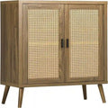 Buffet avec portes décorées en rotin - 13.75P x 30L x 39.25H