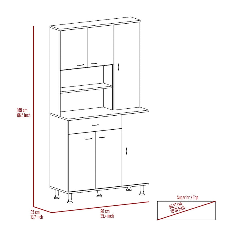 Küchenvorratsschrank für Küche, Esszimmer und Wohnzimmer, Weiß