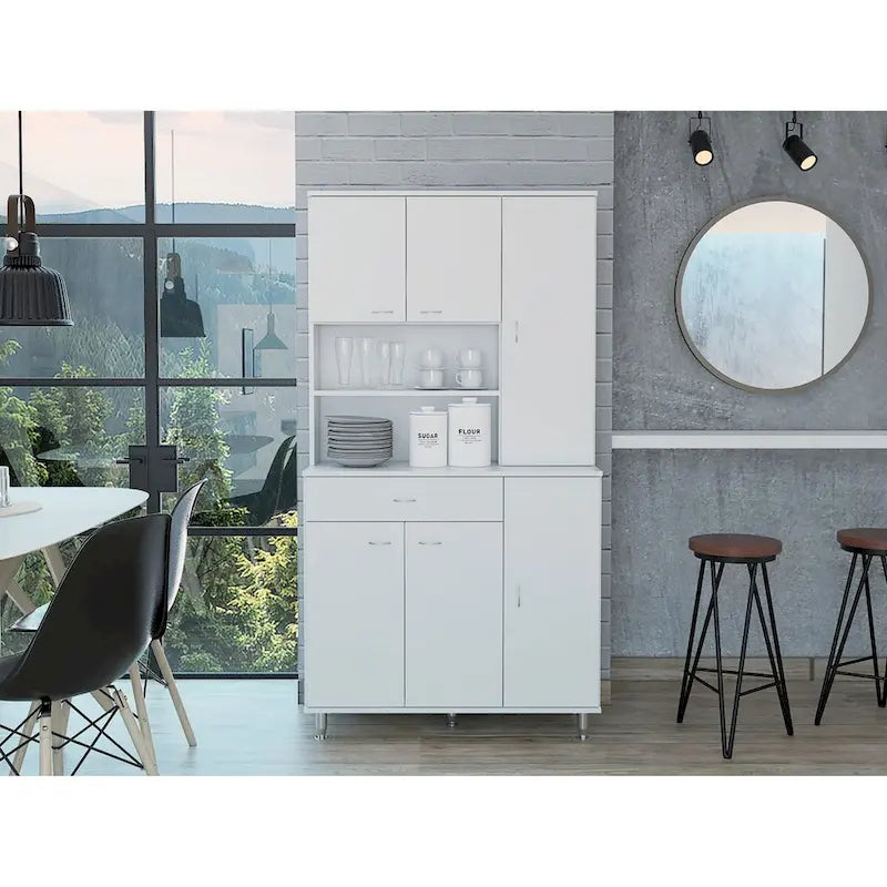 Küchenvorratsschrank für Küche, Esszimmer und Wohnzimmer, Weiß