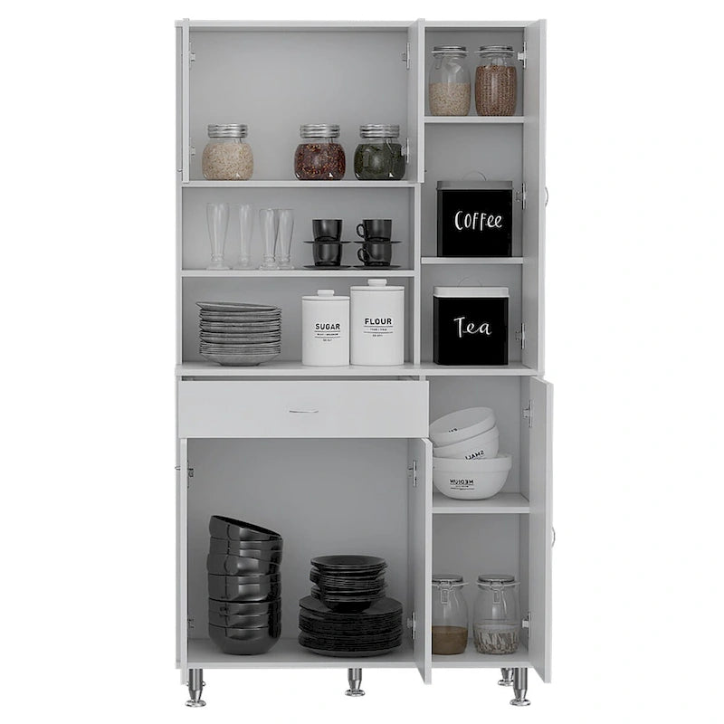 Küchenvorratsschrank für Küche, Esszimmer und Wohnzimmer, Weiß