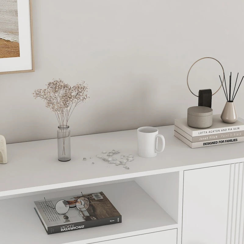 White 30 in. H Storage Cabinet with Adjustable Shelves
