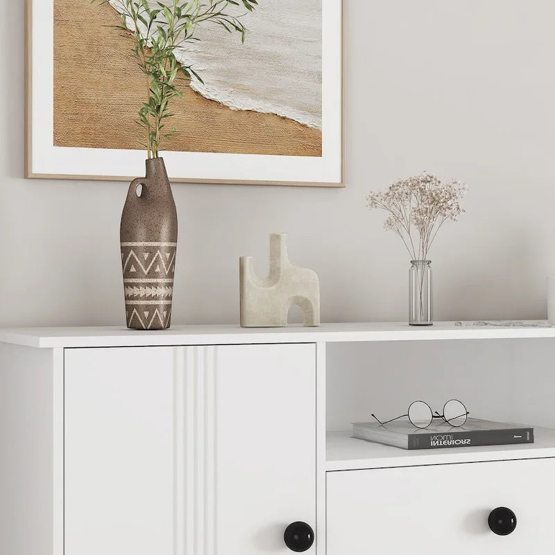 White 30 in. H Storage Cabinet with Adjustable Shelves