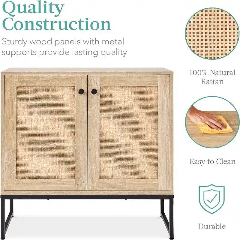 Rattan-Aufbewahrungsschrank mit 2 Türen - 15D x 31.5W x 32.5H