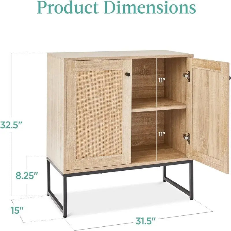 Rattan-Aufbewahrungsschrank mit 2 Türen - 15D x 31.5W x 32.5H