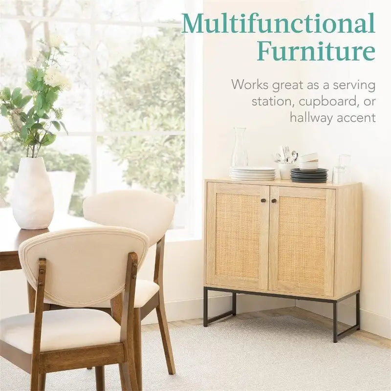 Rattan-Aufbewahrungsschrank mit 2 Türen - 15D x 31.5W x 32.5H