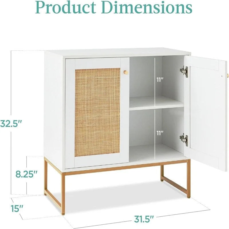 Rattan-Aufbewahrungsschrank mit 2 Türen - 15D x 31.5W x 32.5H