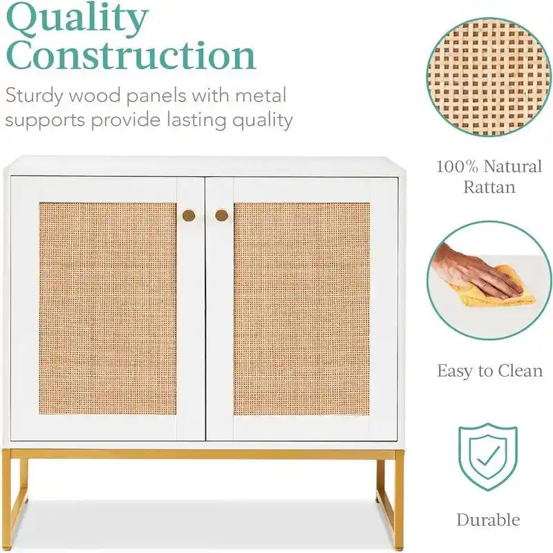 Rattan-Aufbewahrungsschrank mit 2 Türen - 15D x 31.5W x 32.5H