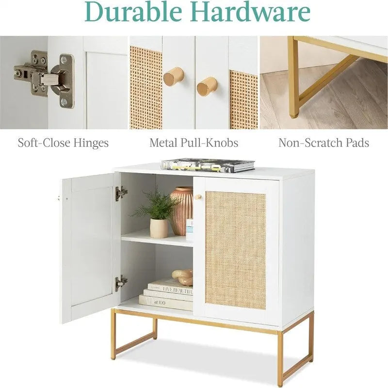 Rattan-Aufbewahrungsschrank mit 2 Türen - 15D x 31.5W x 32.5H