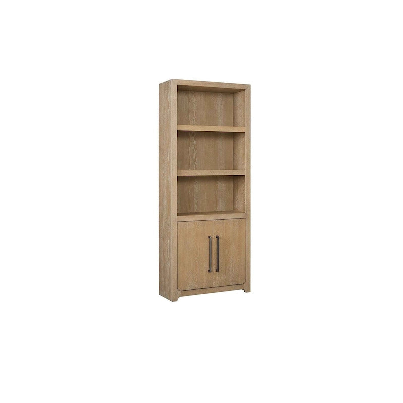 Libreria moderna in legno con ante, scaffalatura da ufficio, mobile contenitore, completamente assemblata, marrone chiaro