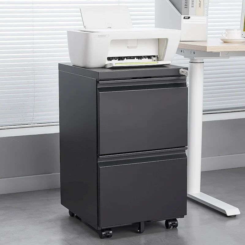 Mobiler Metall-Aktenschrank mit 2 Schubladen und Schloss