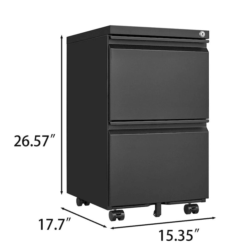 Mobiler Metall-Aktenschrank mit 2 Schubladen und Schloss