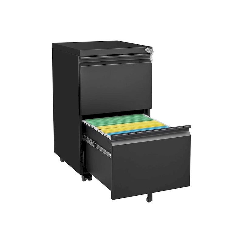 Mobiler Metall-Aktenschrank mit 2 Schubladen und Schloss