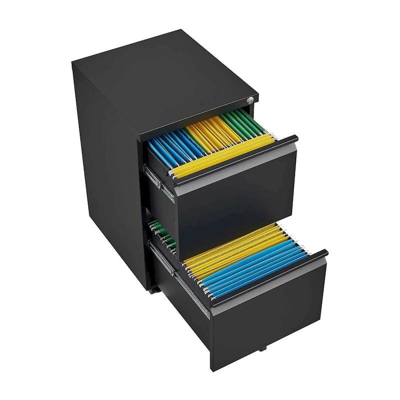 Mobiler Metall-Aktenschrank mit 2 Schubladen und Schloss