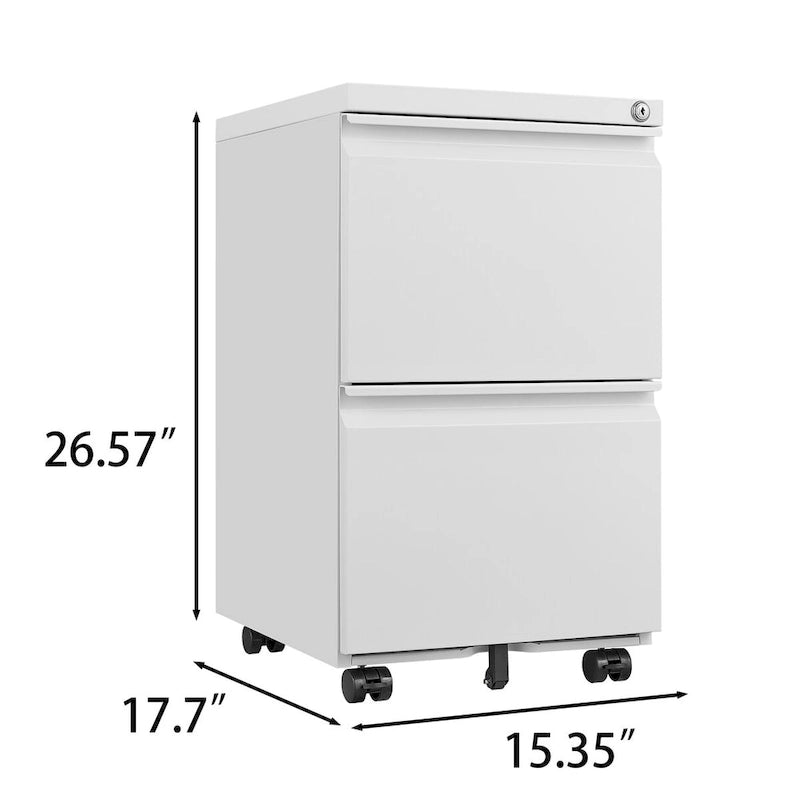 Mobiler Metall-Aktenschrank mit 2 Schubladen und Schloss