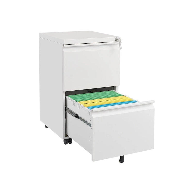 Mobiler Metall-Aktenschrank mit 2 Schubladen und Schloss