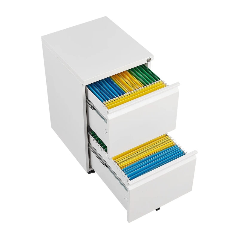 Mobiler Metall-Aktenschrank mit 2 Schubladen und Schloss