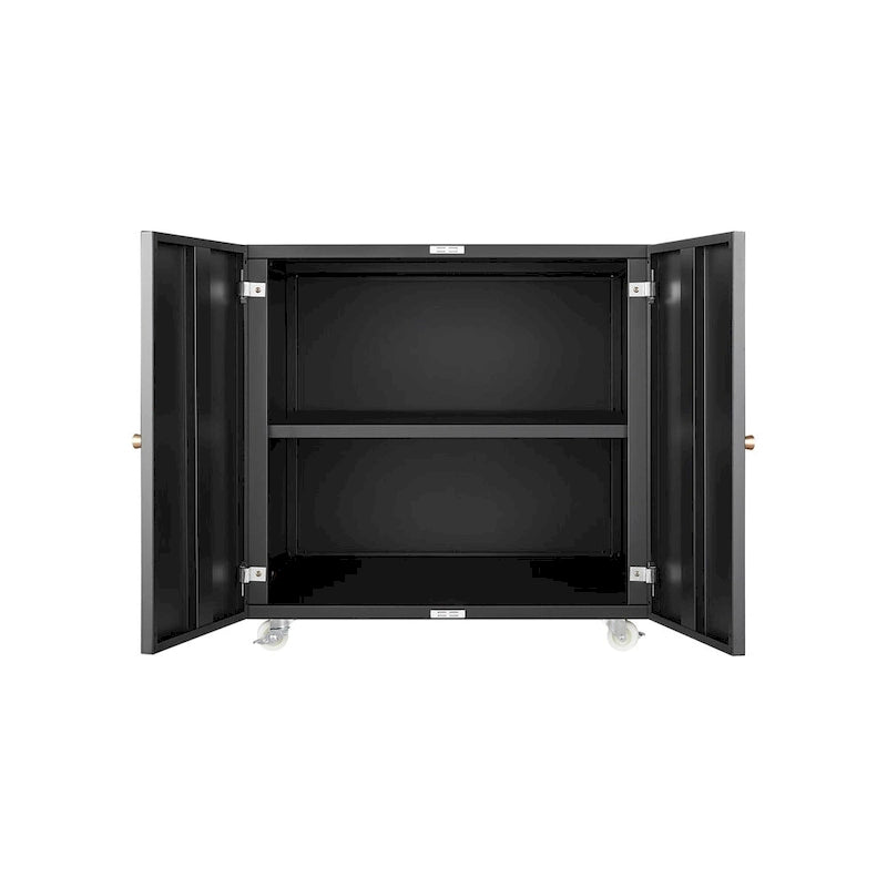 Büromöbel-Kopiererschrank mit 2 Türen, mobiler Stahlunterbau