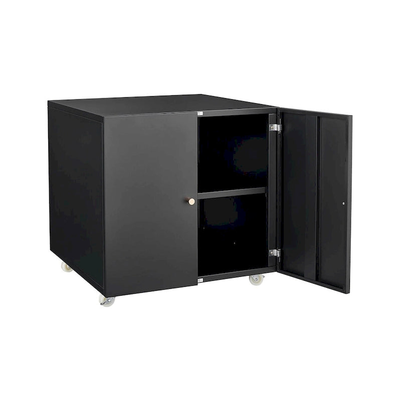 Büromöbel-Kopiererschrank mit 2 Türen, mobiler Stahlunterbau