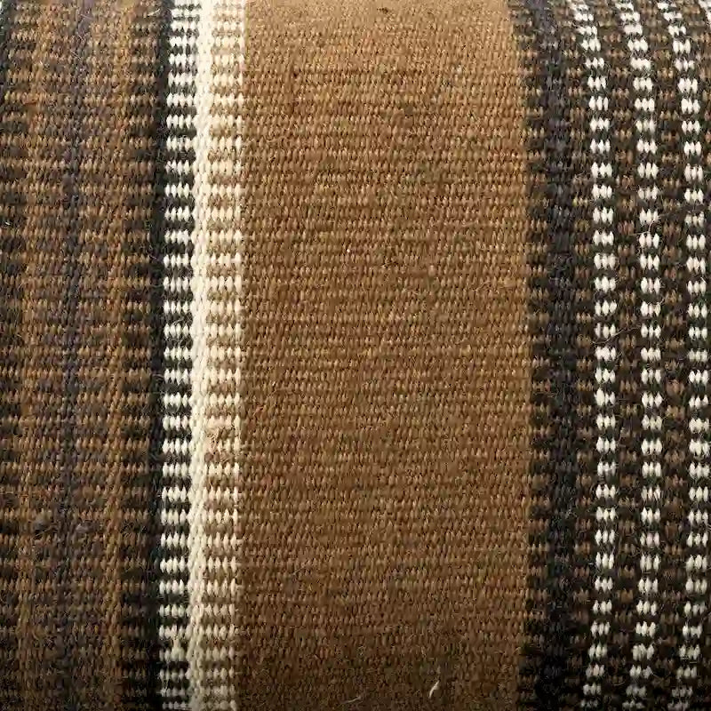 59 Beige and Gray and Brown Upholstered Jute Striped Bench - 59
