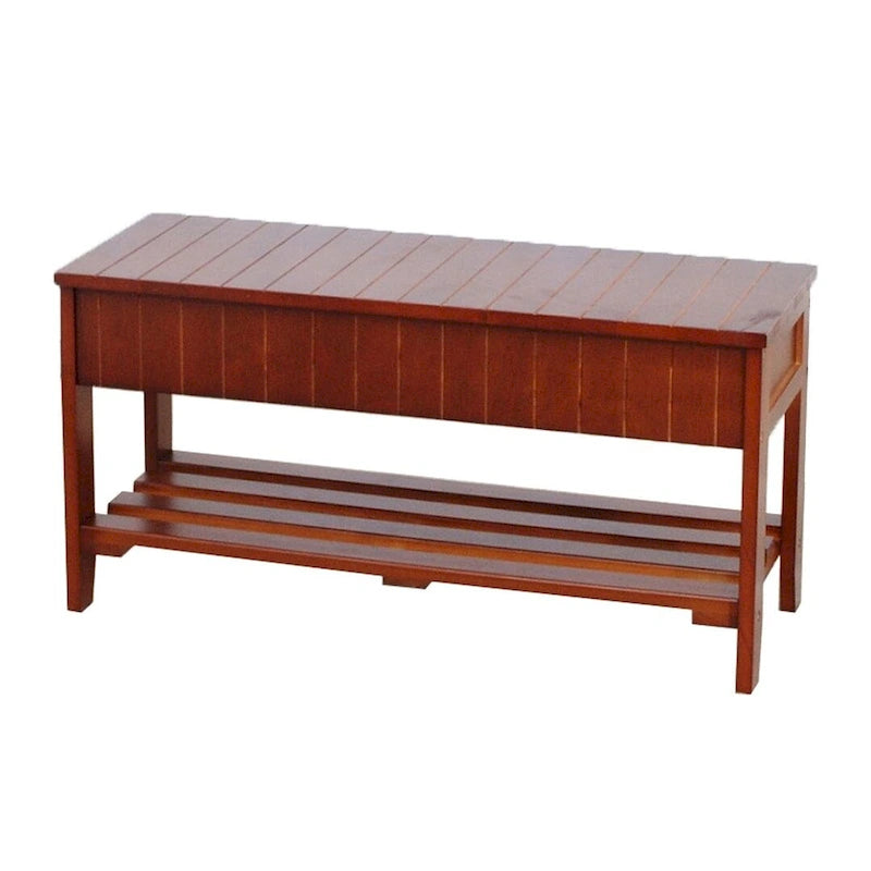 Solid Wood Shoe Rack Ottoman Storage Bench