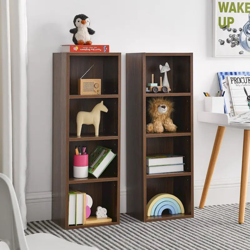 Tour multimédia à 8 niveaux, armoire de rangement étroite avec étagères réglables