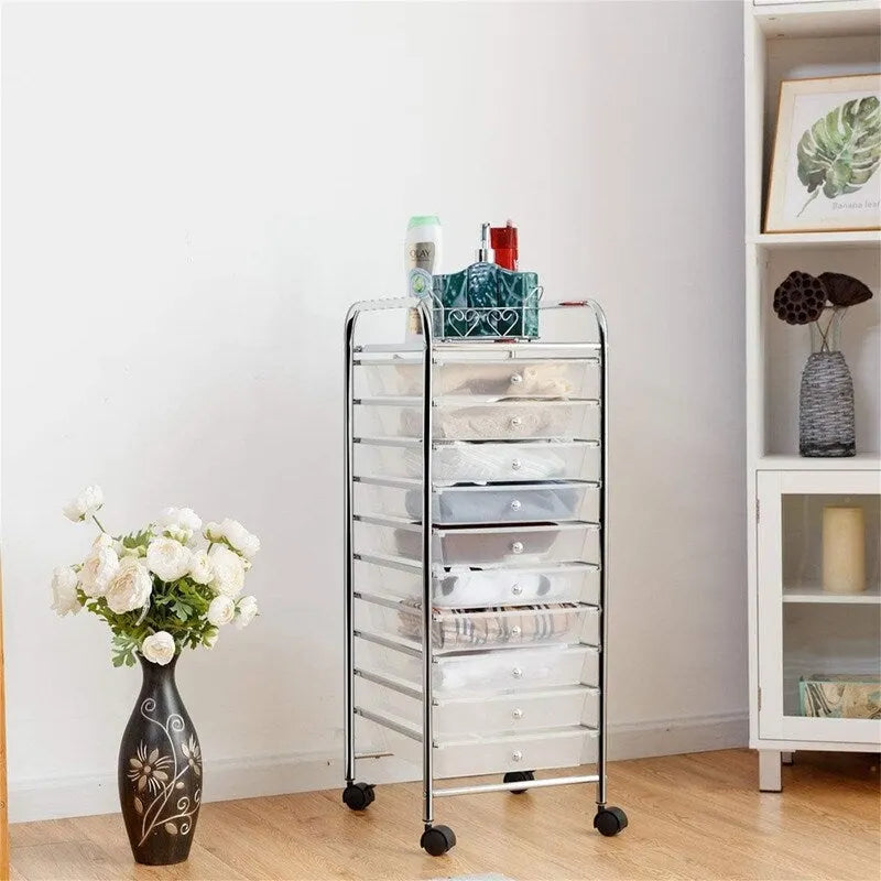 10 Drawer Rolling Storage Cart - 15D x 13W x 34H