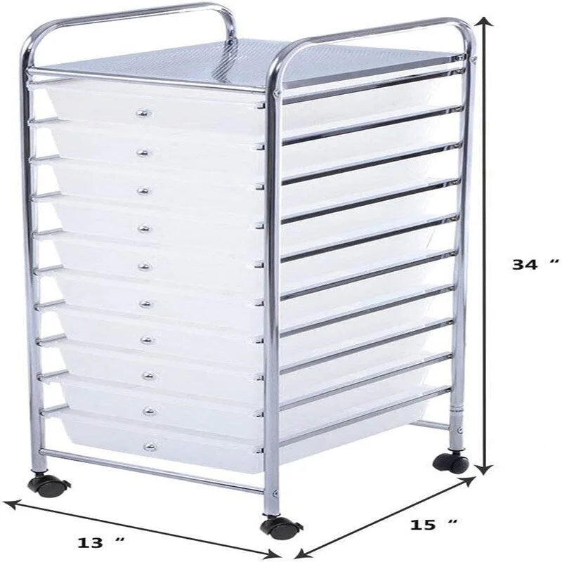 10 Drawer Rolling Storage Cart - 15D x 13W x 34H