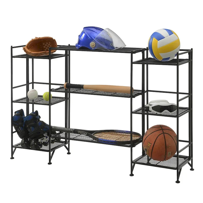 3 Tier Folding Metal Shelves with Set of 3 Extension Shelves