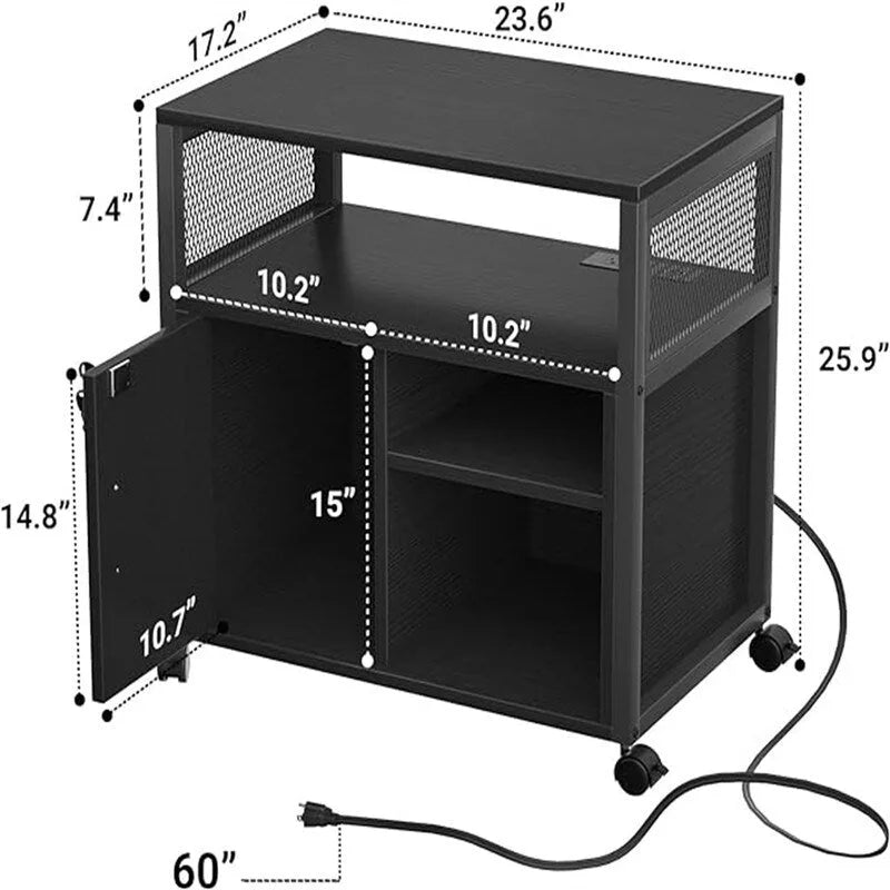 Printer Stand with LED Lights, - 23.6D x 17.2W x 26H
