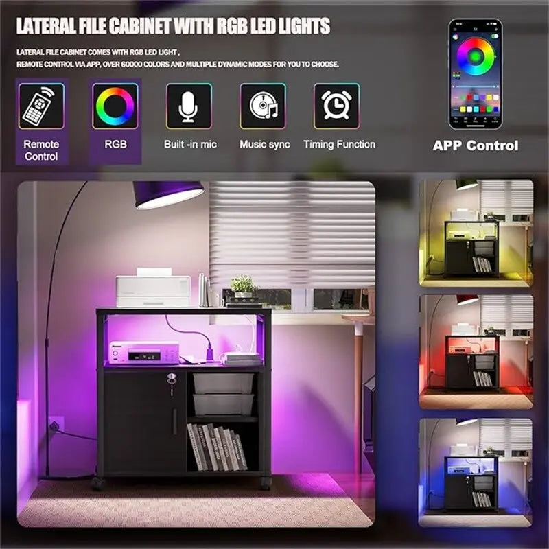 Druckerständer mit LED-Leuchten, - 23.6D x 17.2W x 26H