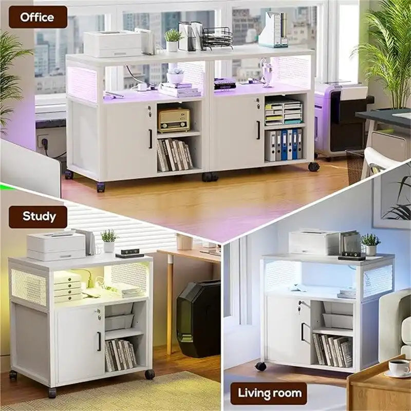 Printer Stand with LED Lights, - 23.6D x 17.2W x 26H