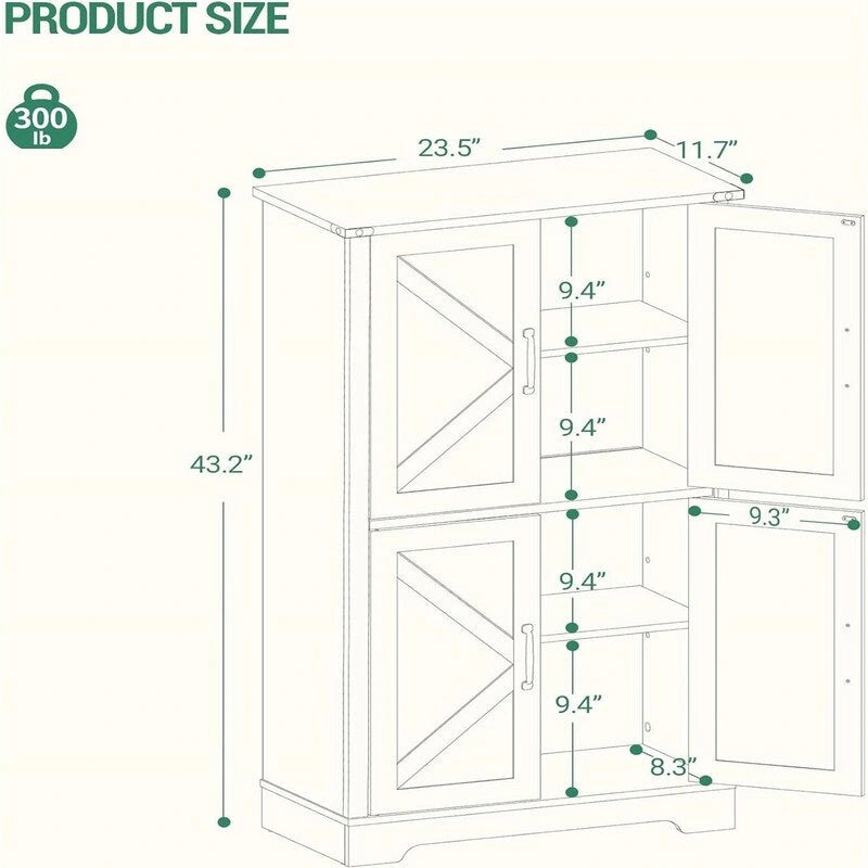 Mobile indipendente con 4 ante e 2 ripiani regolabili - 11.8D x 23.6W x 43.3H