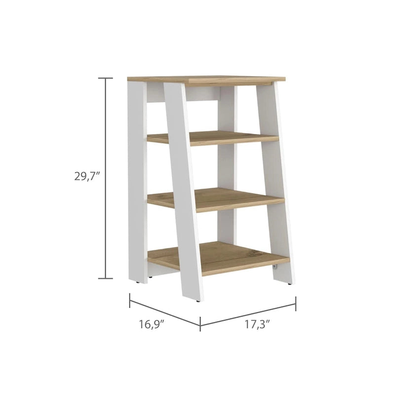 Mobiletto portabiancheria, quattro ripiani, verticale, rovere chiaro / bianco Di alta qualità e durevole