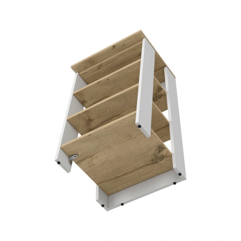 Mobiletto portabiancheria, quattro ripiani, verticale, rovere chiaro / bianco Di alta qualità e durevole