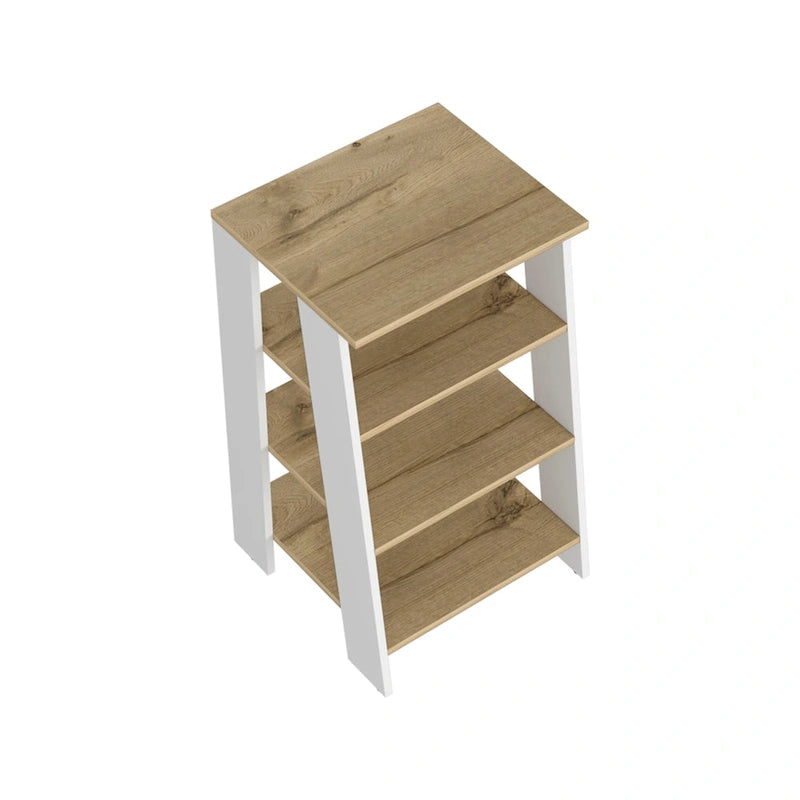 Wäscheschrank, vier Regalböden, vertikal, helle Eiche / Weiß Hochwertig und langlebig