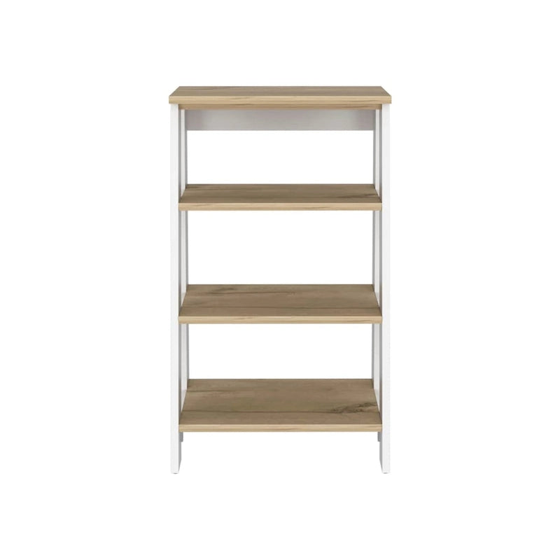 Wäscheschrank, vier Regalböden, vertikal, helle Eiche / Weiß Hochwertig und langlebig